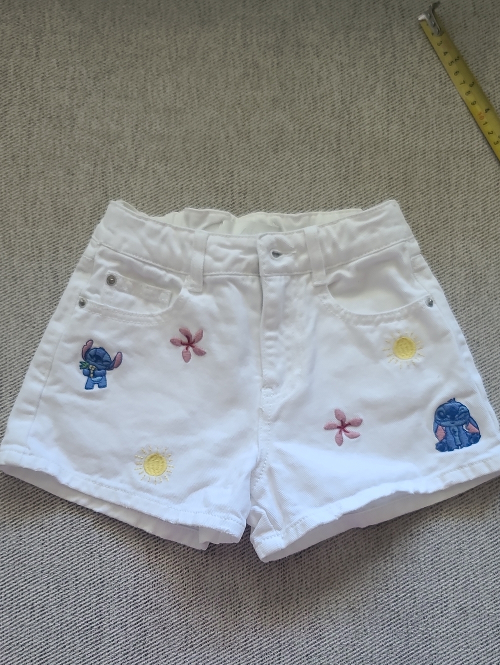 ZARA Kids Disney Stitch Embroidered Denim Shorts Size 6/7 122cm